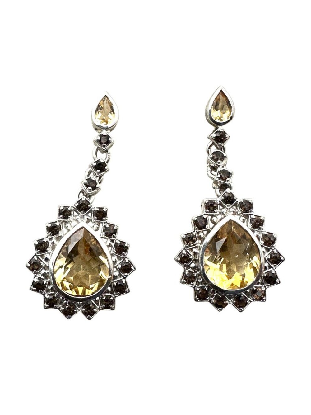 Citrine Earrings Gemstone Sterling Silver Pierced Chandelier 1.5 Inch